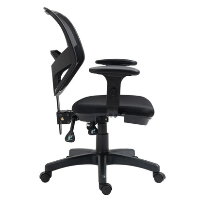 Silla de escritorio con respaldo de malla negra y ajuste de altura para mayor comodidad