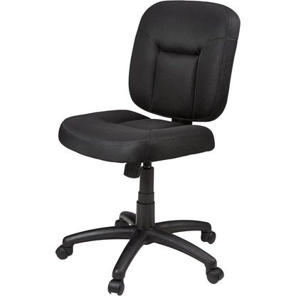 silla de oficina sin brazos negra, vista lateral en oficina