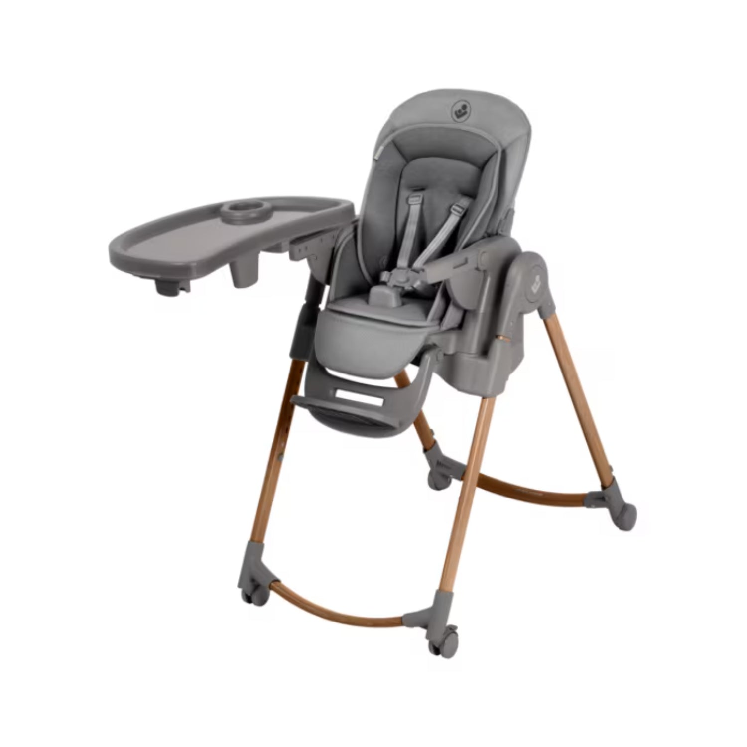 Silla alta gris Maxi Cosi con bandeja y soporte ajustable