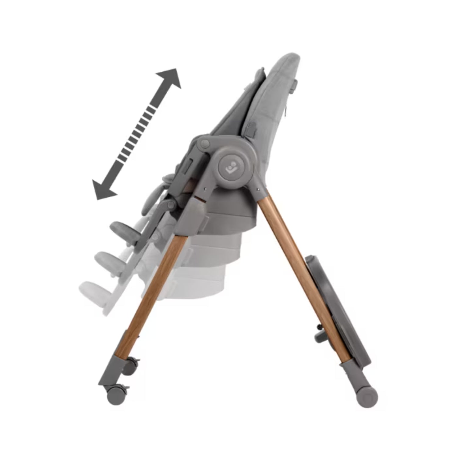 Silla gris de MAXI COSI con ajuste reclinable y estructura de madera