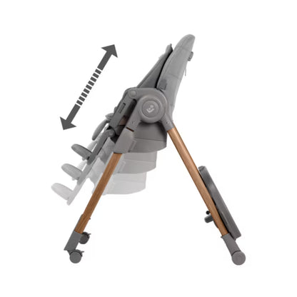 Silla gris de MAXI COSI con ajuste reclinable y estructura de madera
