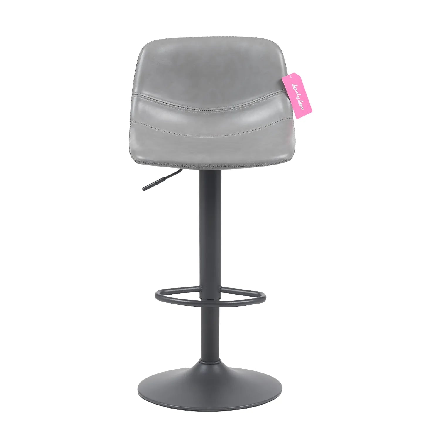 Silla para bar gris con asiento acolchado y base metálica ajustable de altura