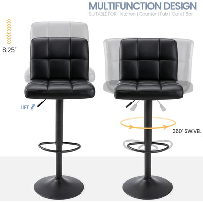 silla para bar negra giratoria con diseño moderno y altura ajustable