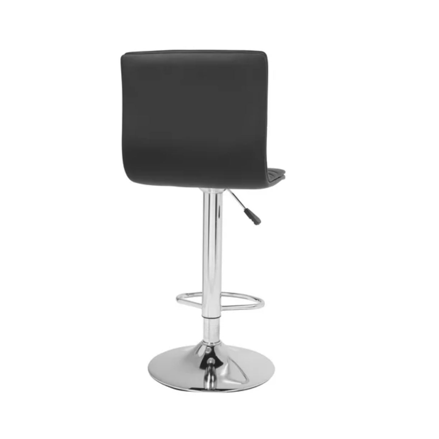 silla para bar negra vista trasera, base cromada
