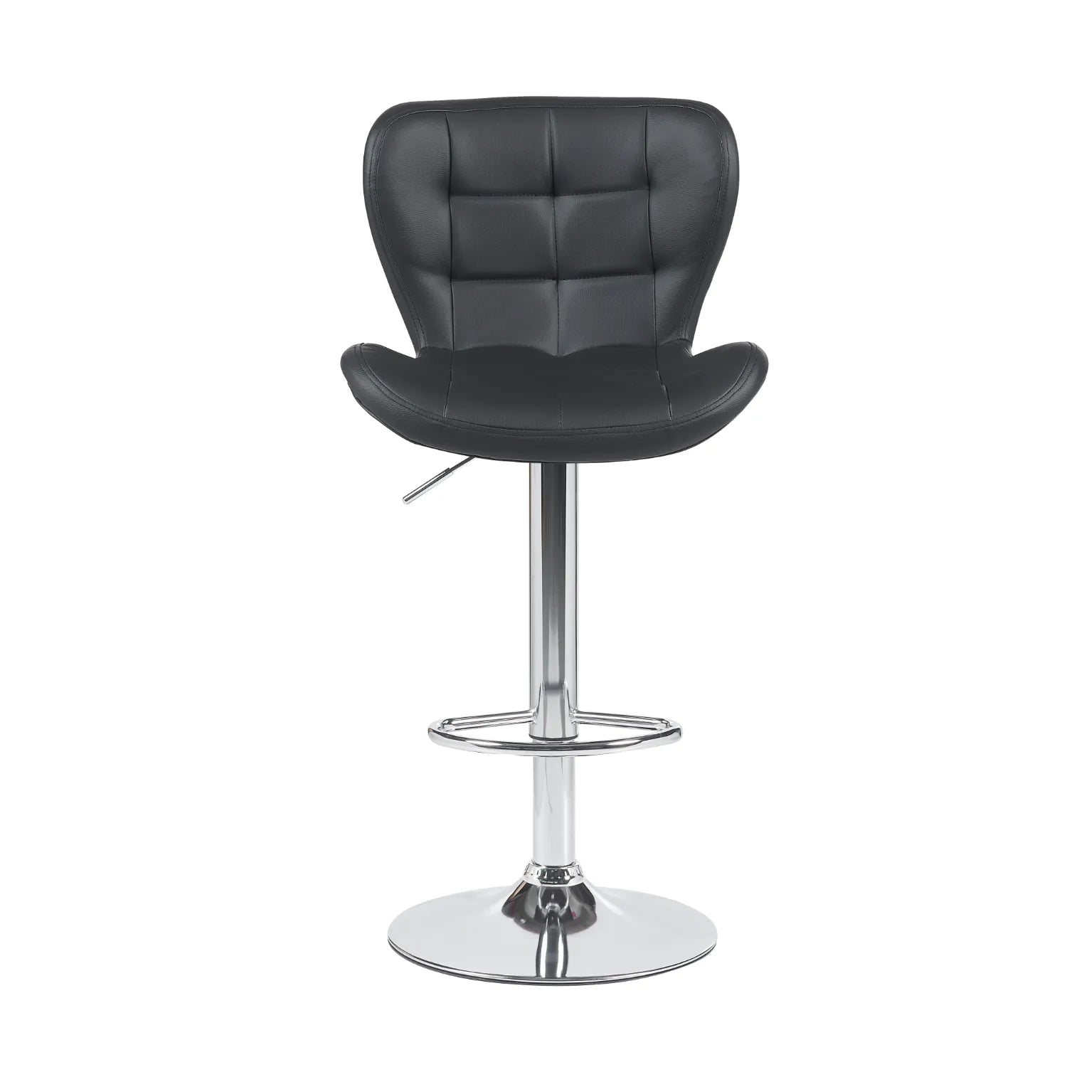 Silla para bar negra con asiento acolchonado y base metálica ajustable modelo LL04