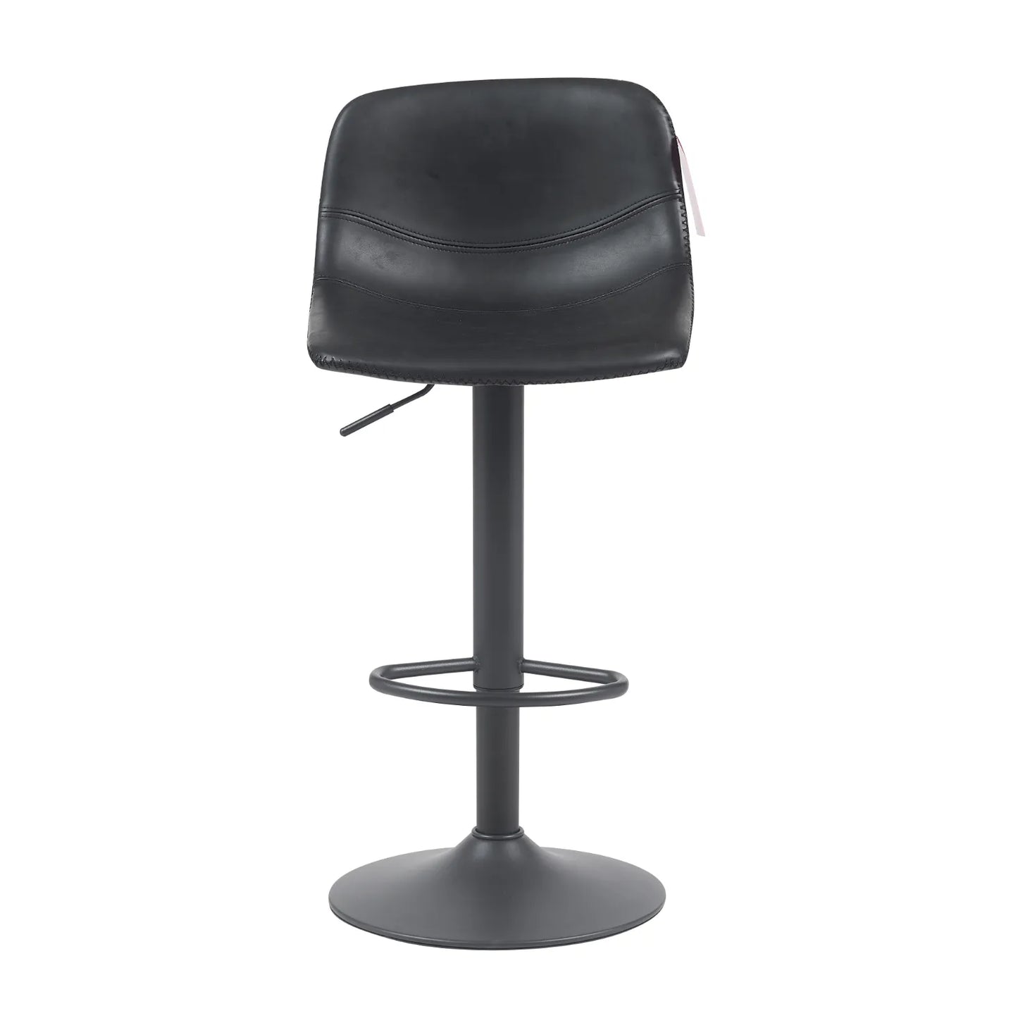 Silla para bar negra con respaldo curvo y base metálica ajustable sin marca