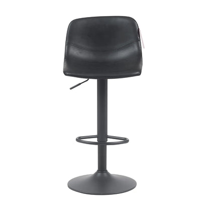 Silla para bar negra con respaldo curvo y base metálica ajustable sin marca