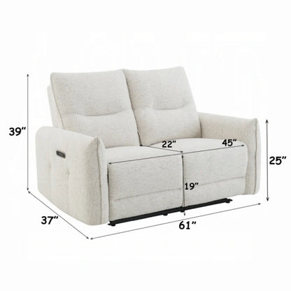 Sillon reclinable blanco, dos plazas, vista frontal en sala de estar
