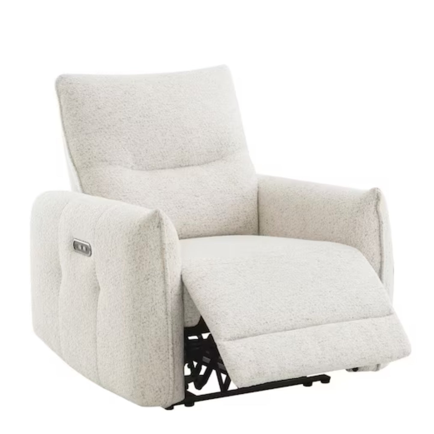 Sillón reclinable blanco, vista lateral en sala moderna