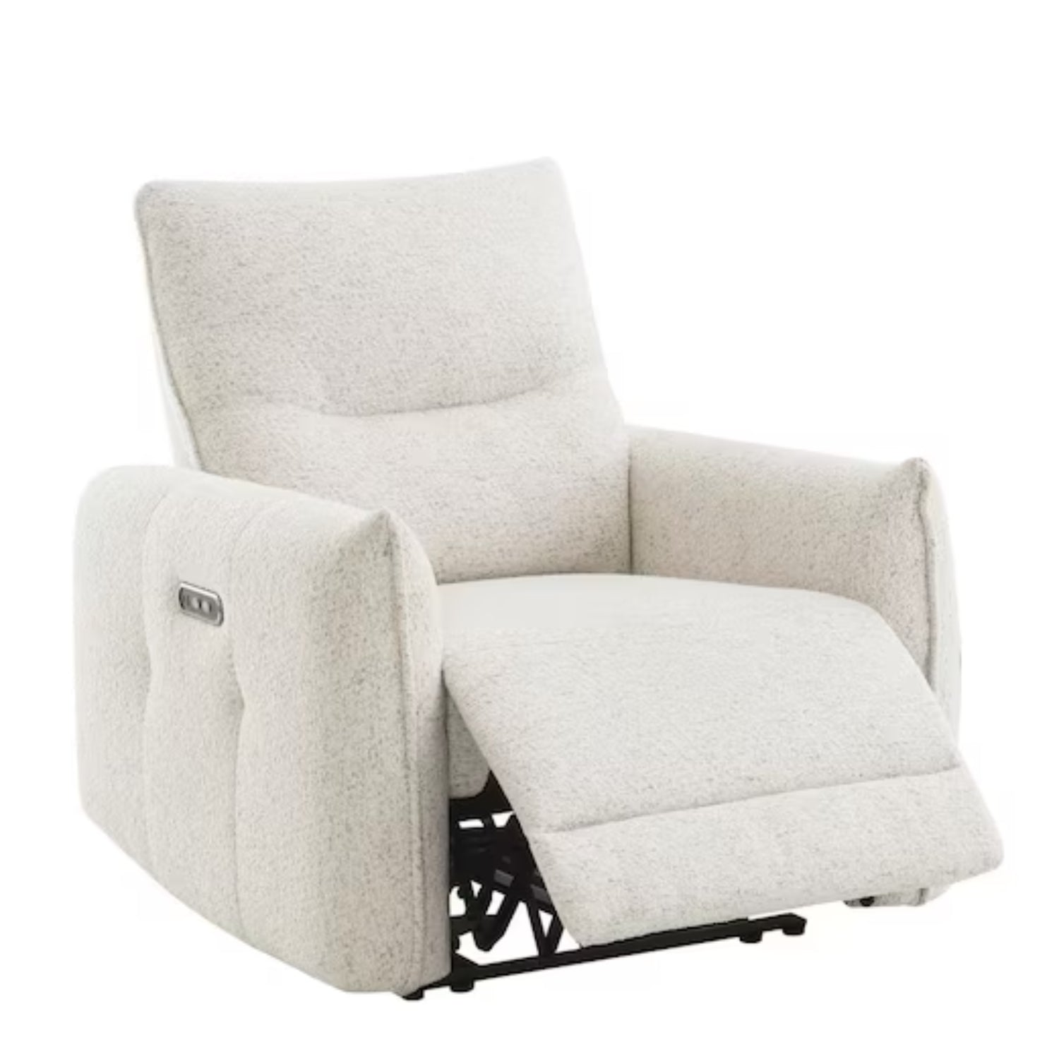 Sillón reclinable blanco, vista lateral en sala moderna