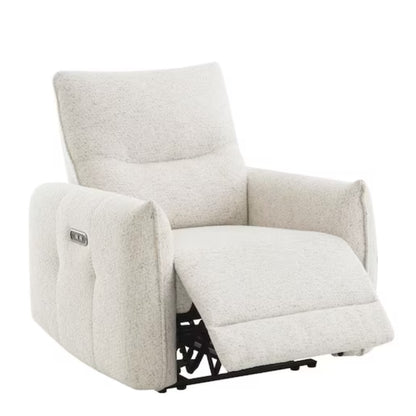 Sillón reclinable blanco, vista lateral en sala moderna