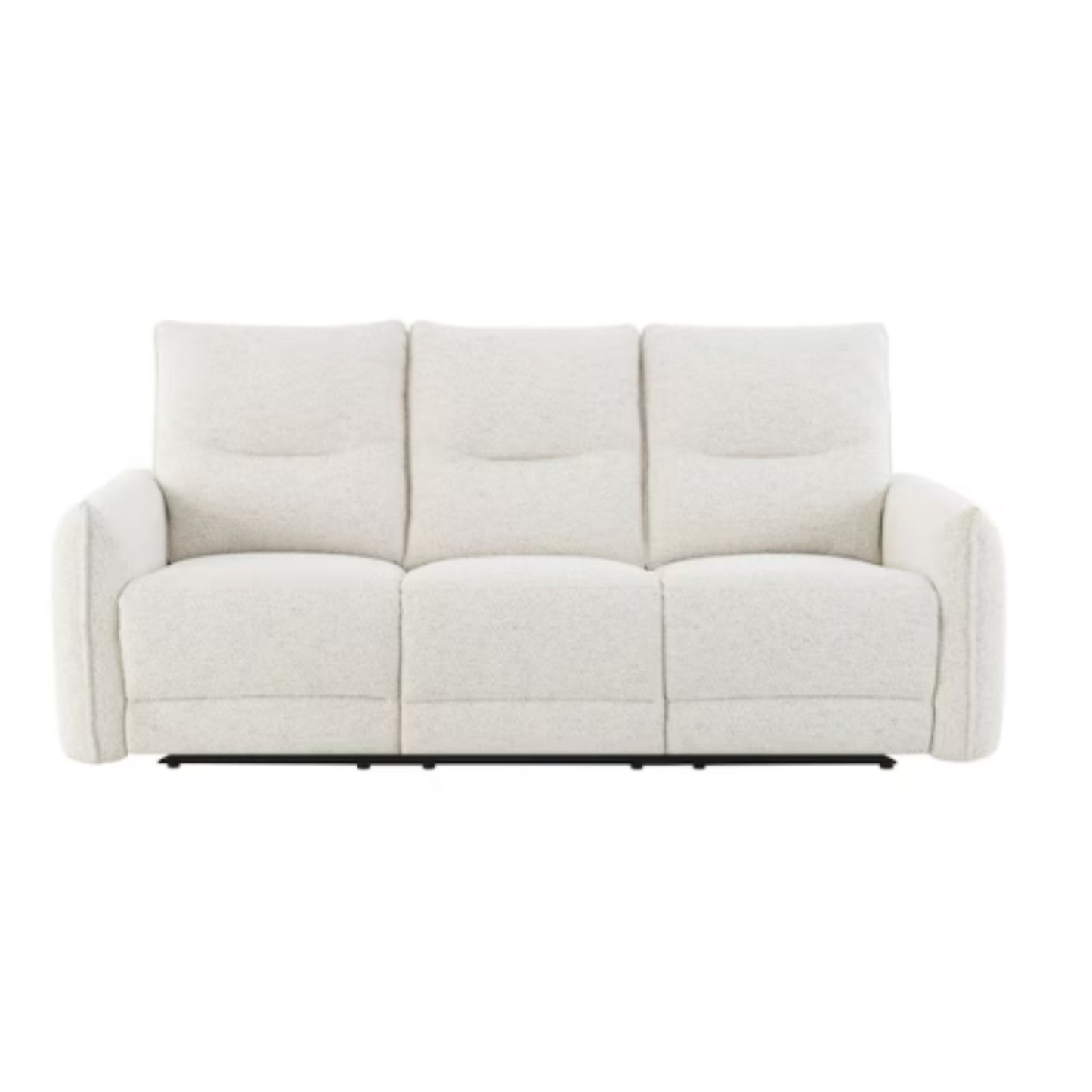Sofá reclinable blanco, vista frontal en sala de estar moderna