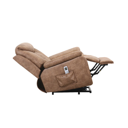 Sillón reclinable eléctrico con masaje en color marrón con función de elevación y control remoto
