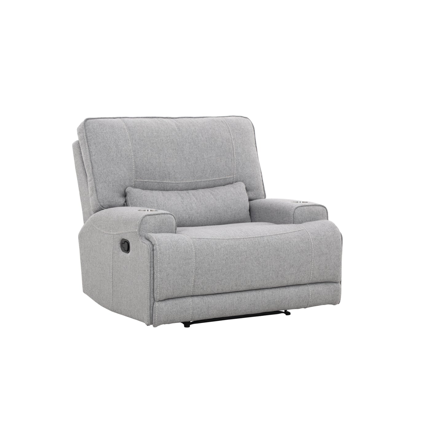 Sillón reclinable gris con portavasos, cómodo y elegante para cualquier sala de estar