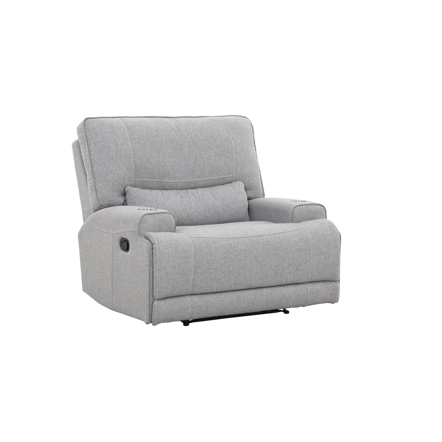 Sillón reclinable gris con portavasos, cómodo y elegante para cualquier sala de estar