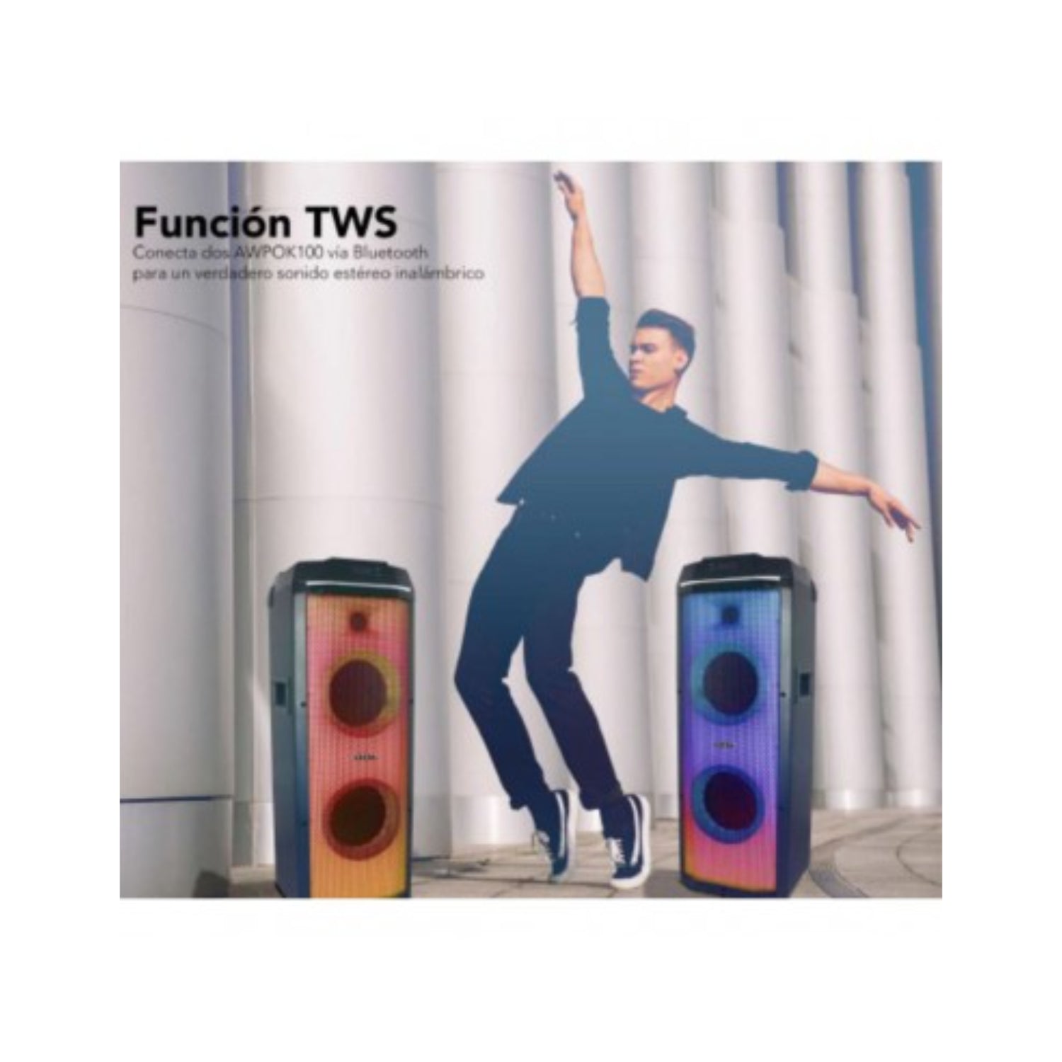 Sistema de audio 2000W AIWA LL05 con función TWS y altavoces con luces LED multicolor