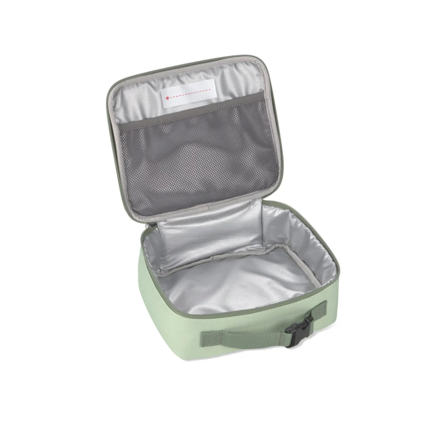 funda reciclable verde claro, interior aislado, organizador de almuerzo