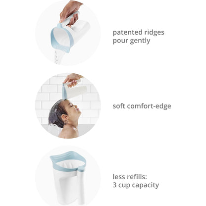 juguete de baño SKIP*HOP color blanco y azul, diseño con bordes suaves