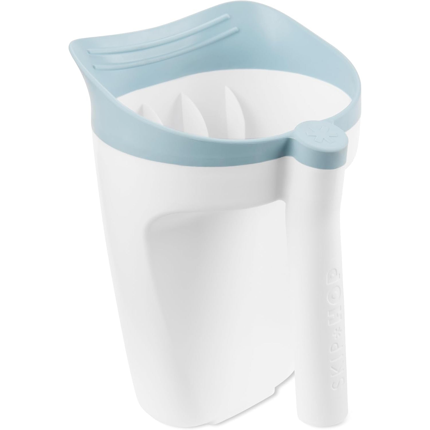 Contenedor blanco y azul SKIP*HOP, diseño moderno y funcional para organización de juguetes