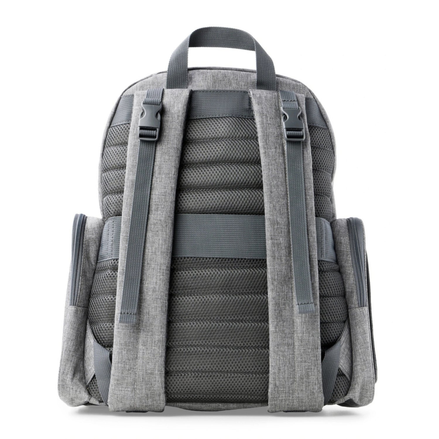 mochila gris SKIP*HOP vista trasera, diseño acolchado
