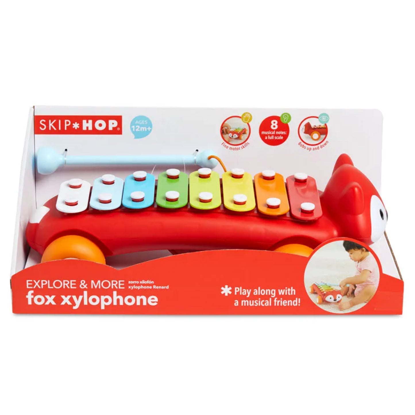 Xilófono Zorro rojo, juguetes para niños, vista frontal, exploración musical