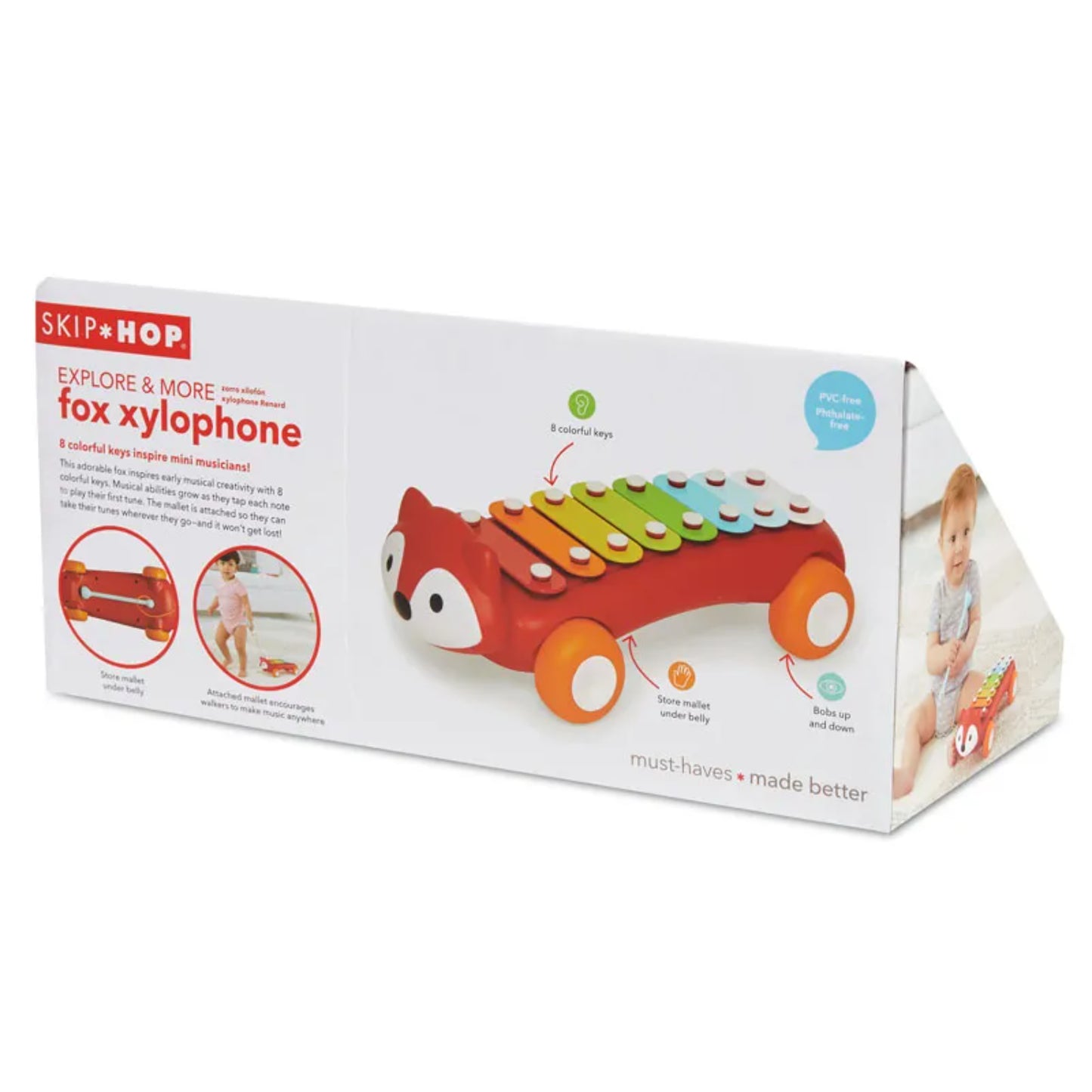 Xilófono Zorro SKIP*HOP color rojo, juguetes educativos para bebés