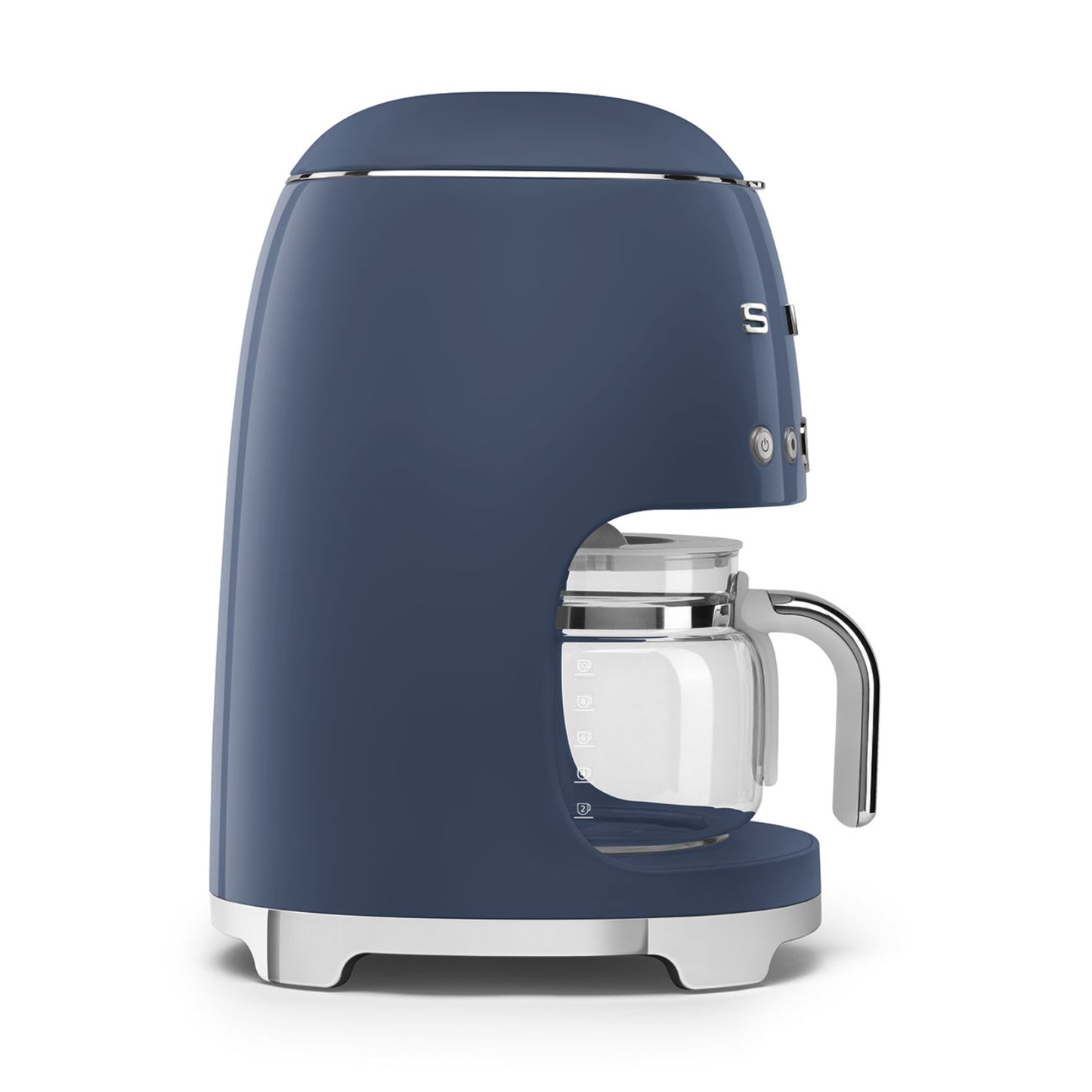 Cafetera SMEG azul, vista lateral, cocina moderna