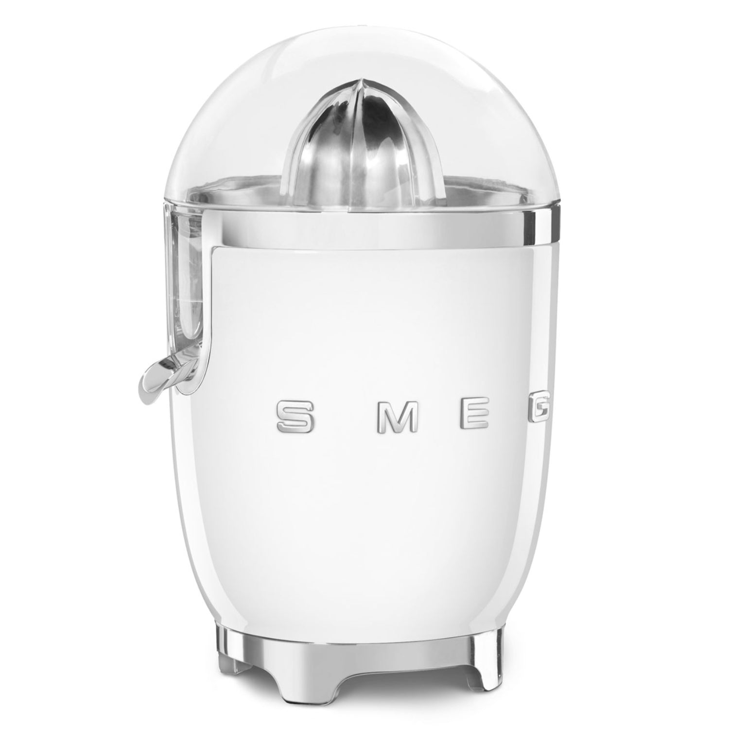 Exprimidor SMEG blanco lateral, ideal para exprimir cítricos en tu cocina