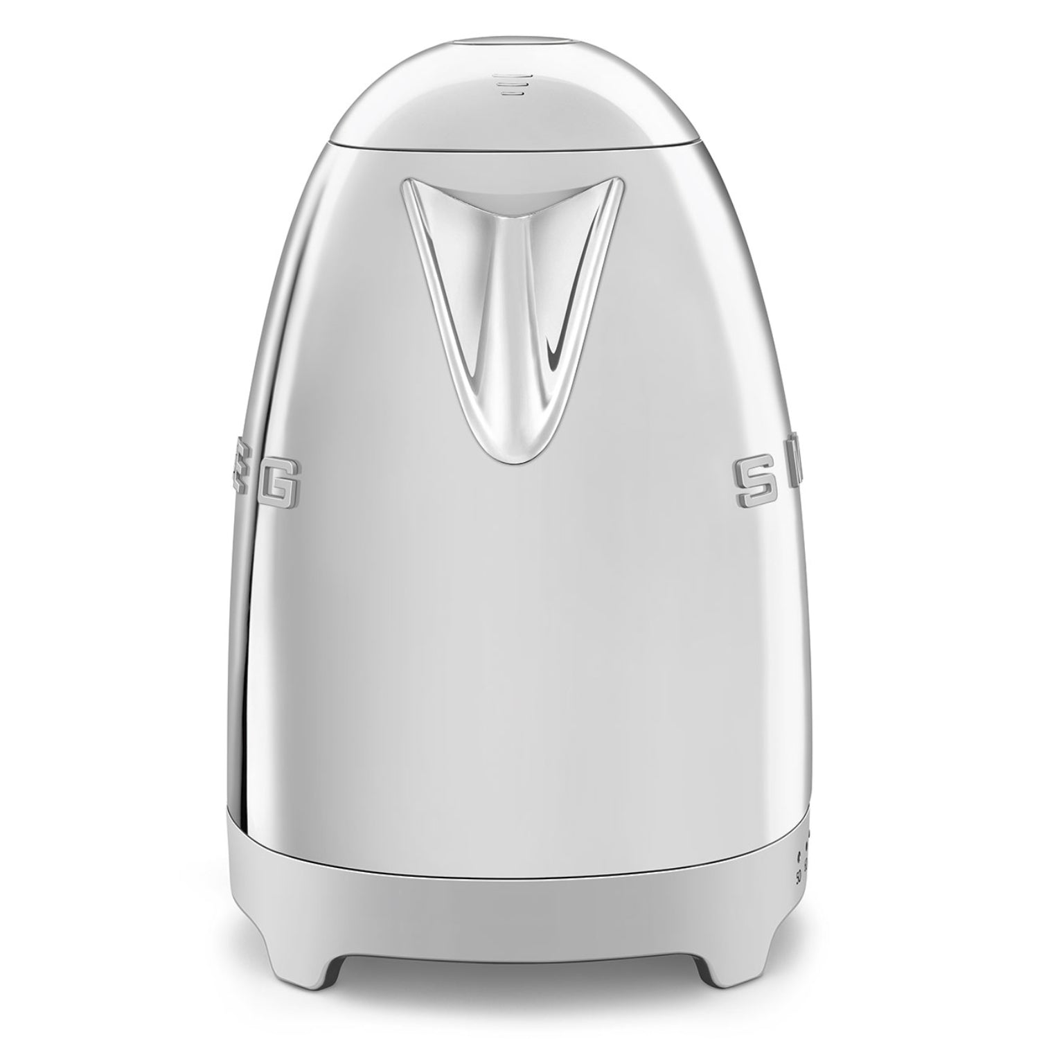 Hervidor plateado SMEG frontal, diseño moderno para calentar agua