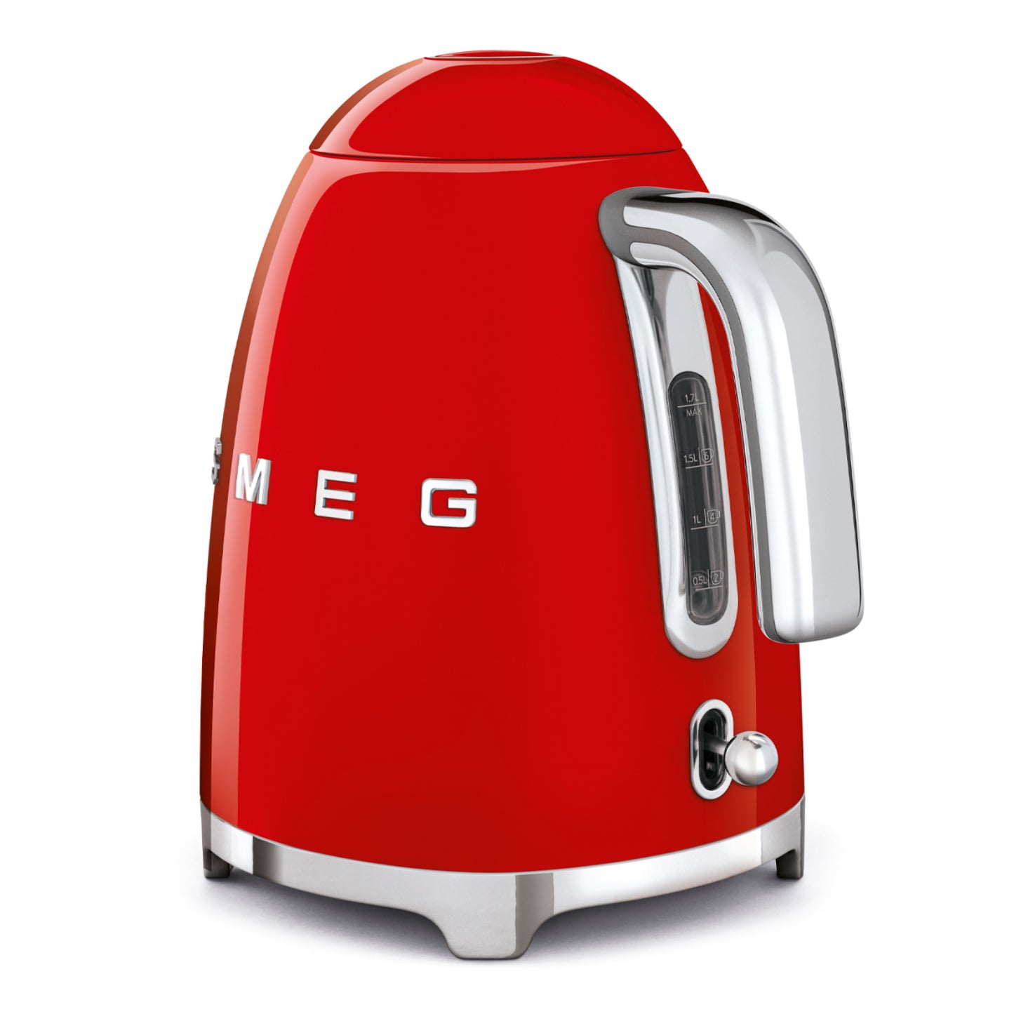 Hervidor rojo SMEG vista lateral en cocina moderna