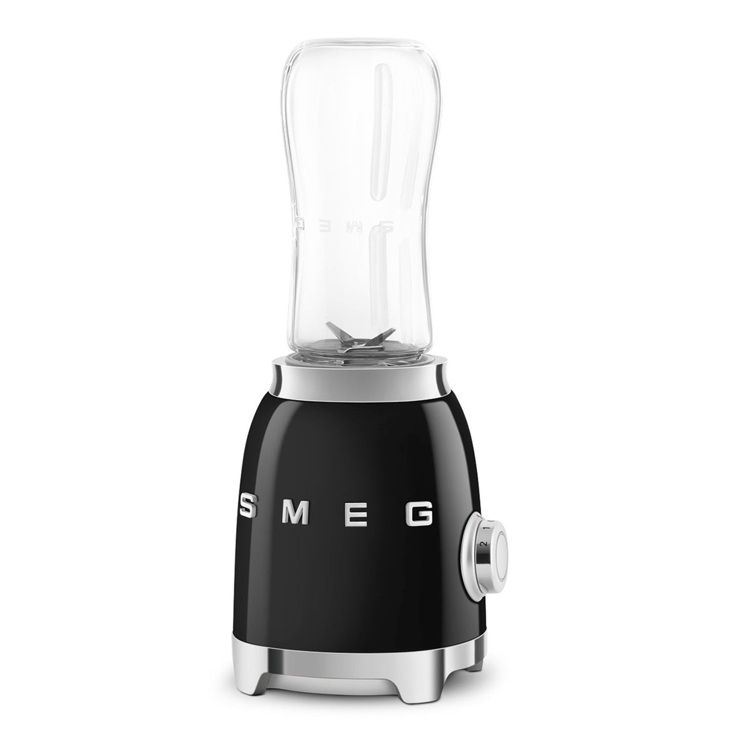 Licuadora negra SMEG lateral, diseño elegante para preparar batidos
