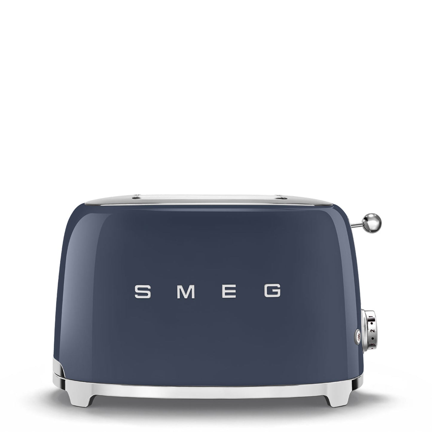 Tostadora azul SMEG frontal en cocina moderna