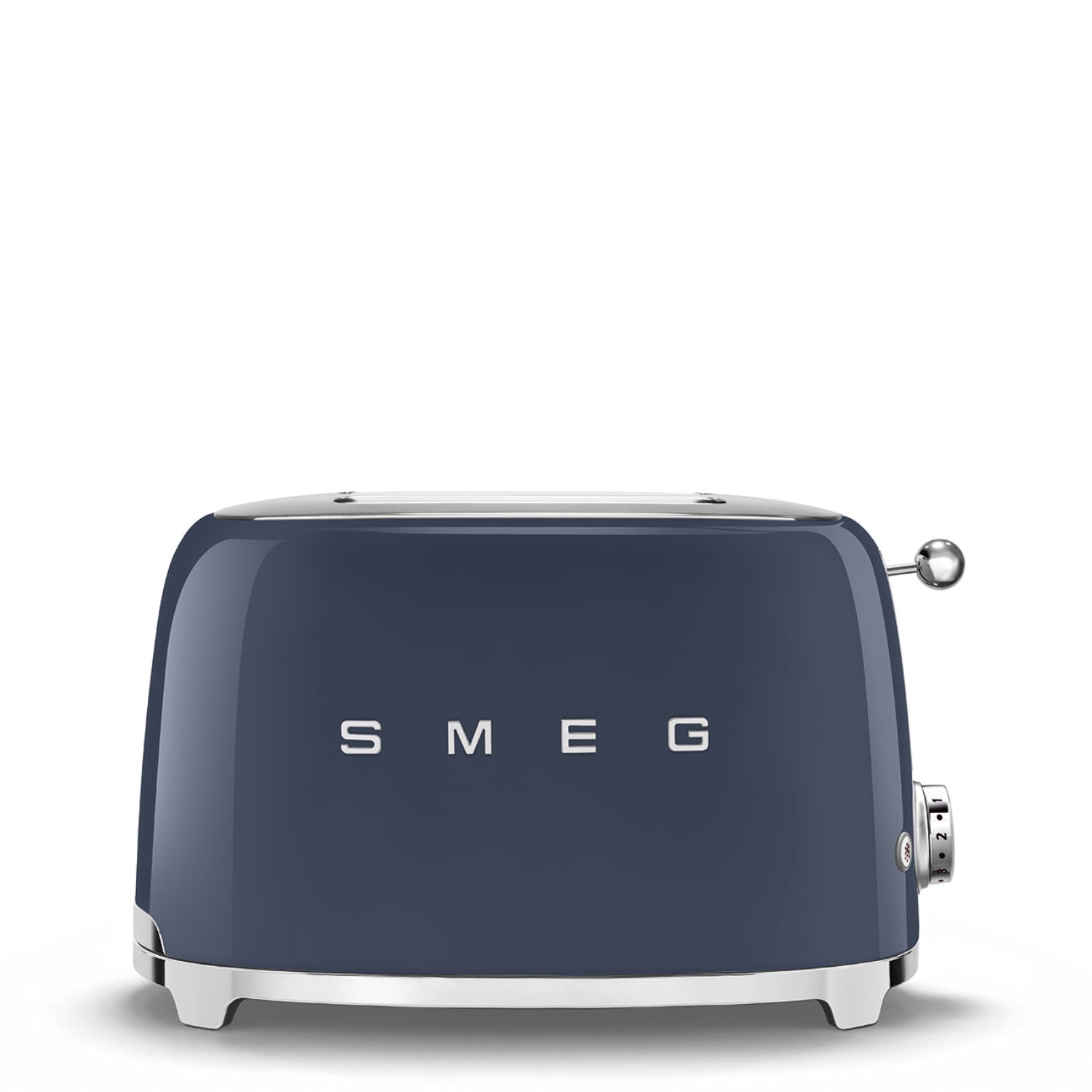Tostadora azul SMEG frontal en cocina moderna