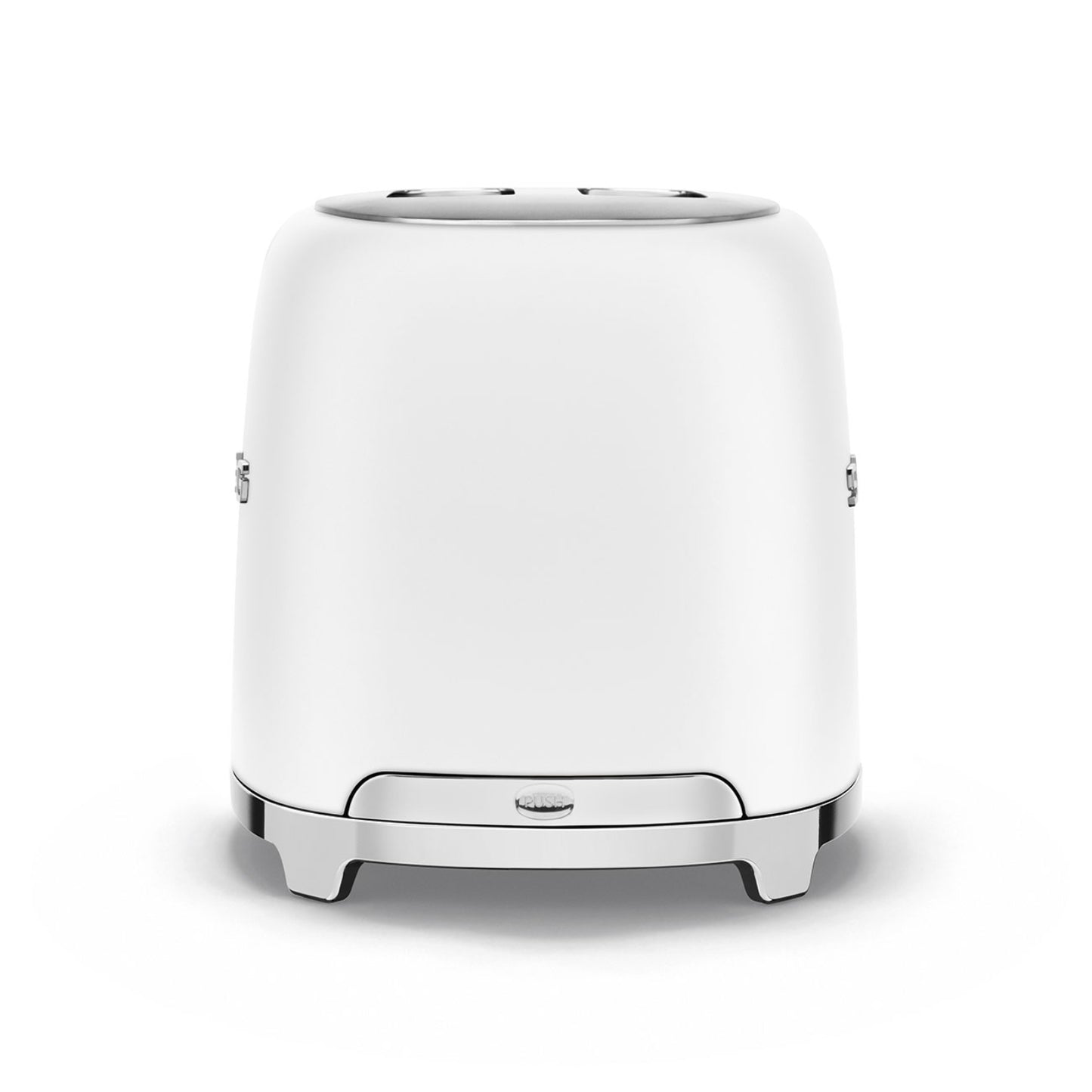Tostadora blanca SMEG vista frontal en cocina moderna