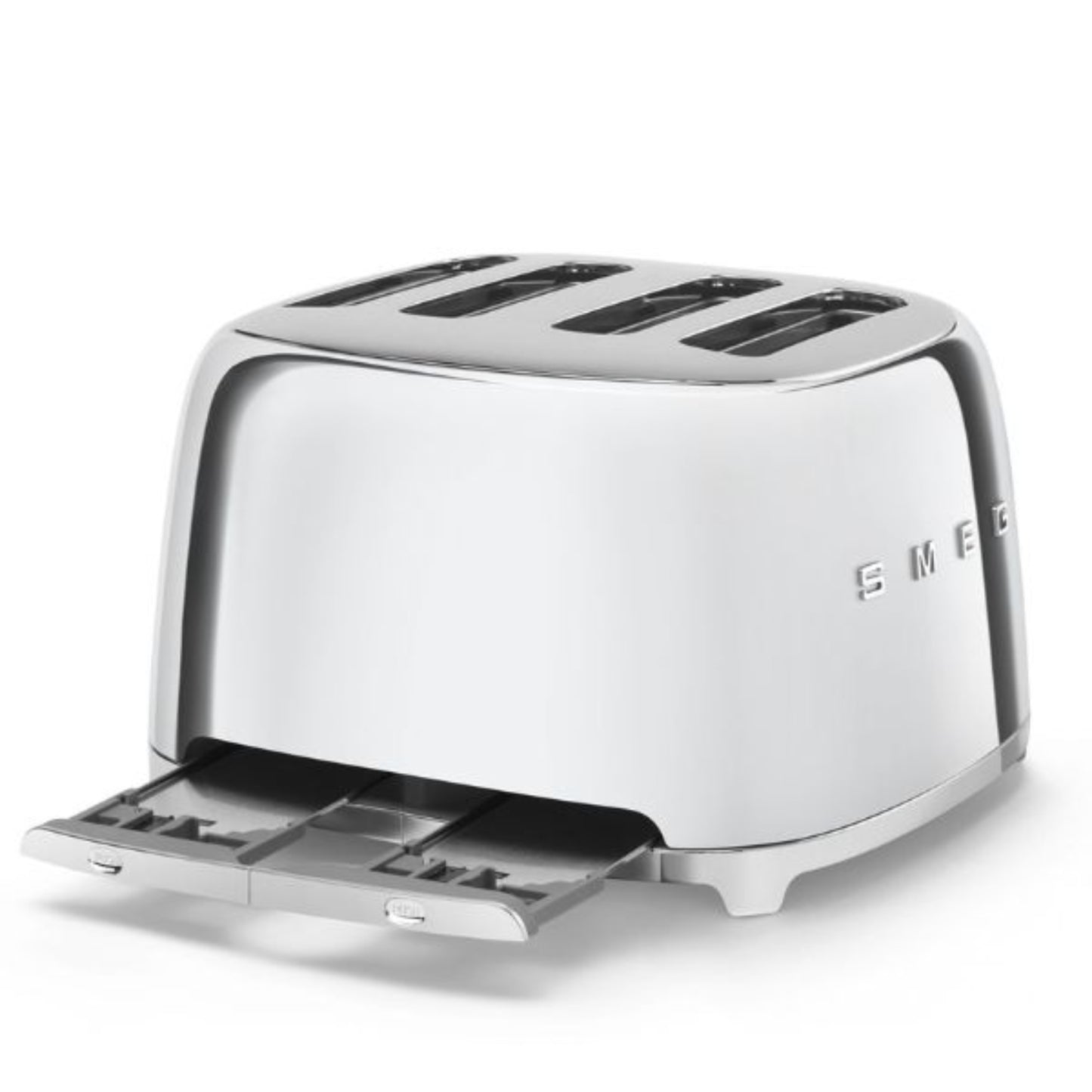 Tostadora blanca SMEG frontal en cocina moderna