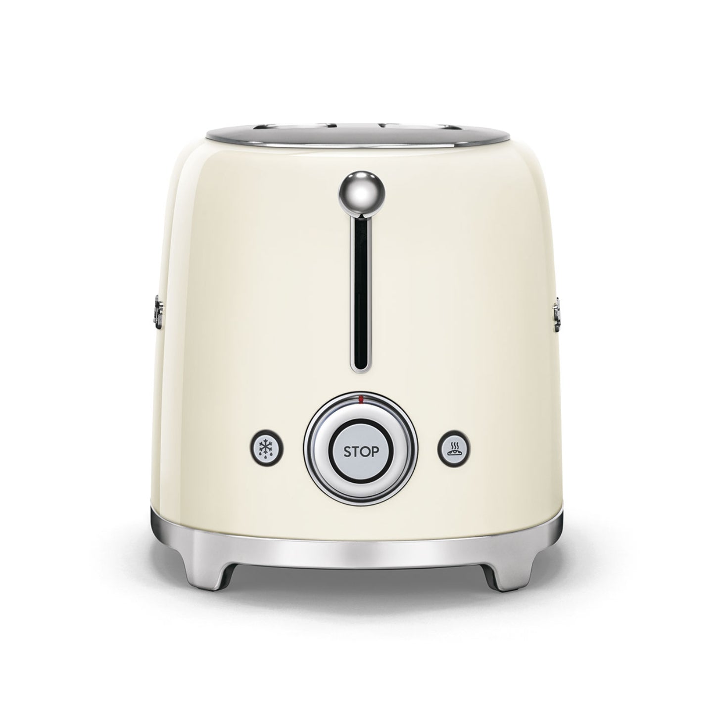 Tostadora SMEG color crema frontal, diseño elegante para preparar tostadas