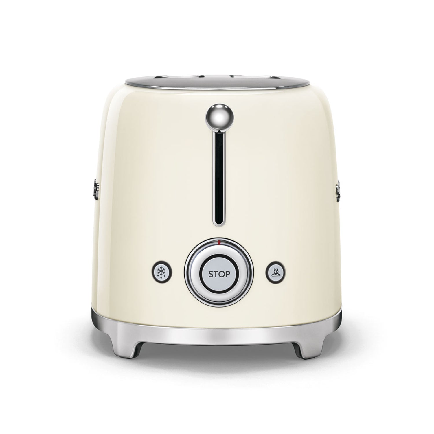 Tostadora SMEG color crema frontal, diseño elegante para preparar tostadas