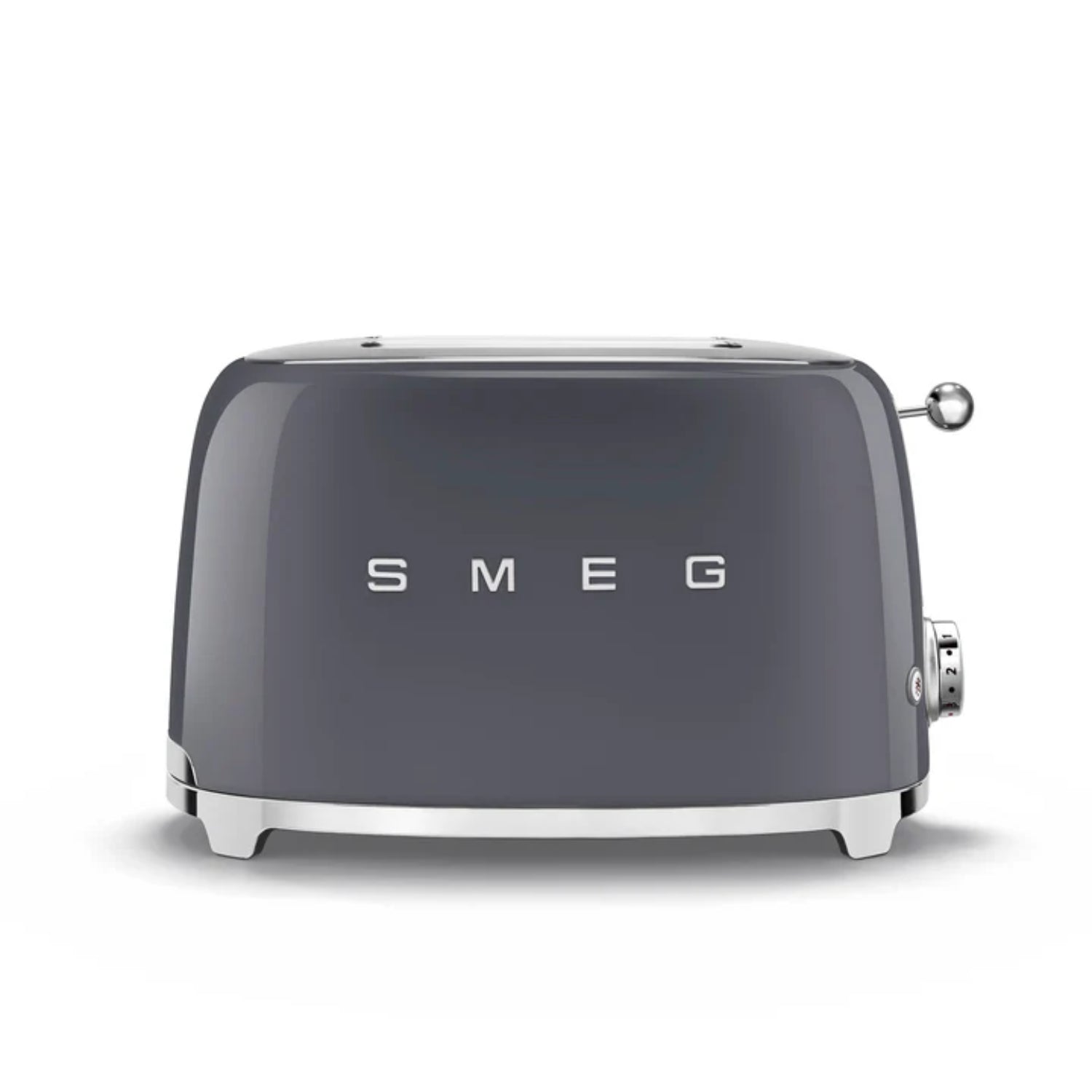 Tostadora SMEG gris frontal, diseño vintage para cocina moderna
