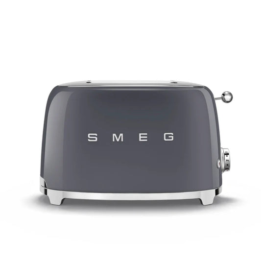 Tostadora SMEG gris frontal, diseño vintage para cocina moderna