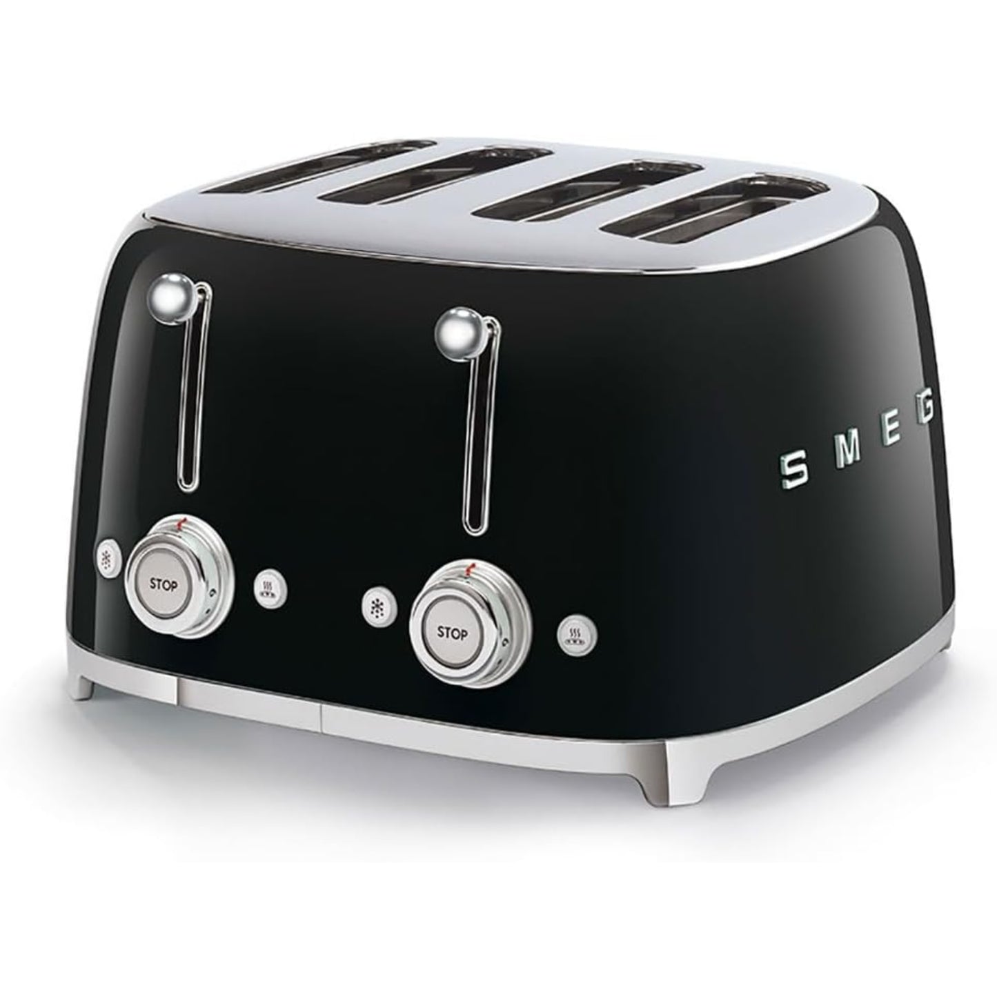 Tostadora SMEG negra frontal, cocina, diseño retro con dos ranuras