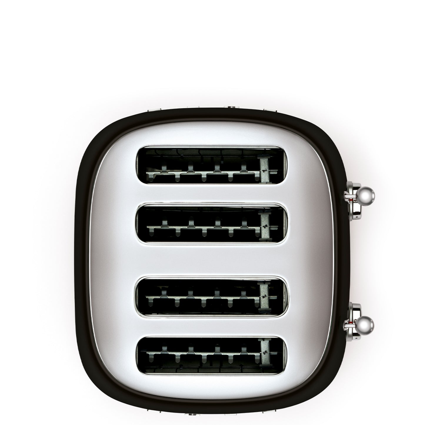 Tostadora SMEG plateada vista superior, ideal para cocina moderna