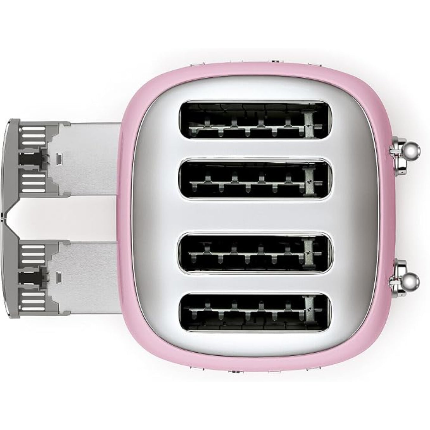 Tostadora rosa frontal, diseño clásico, cocina moderna