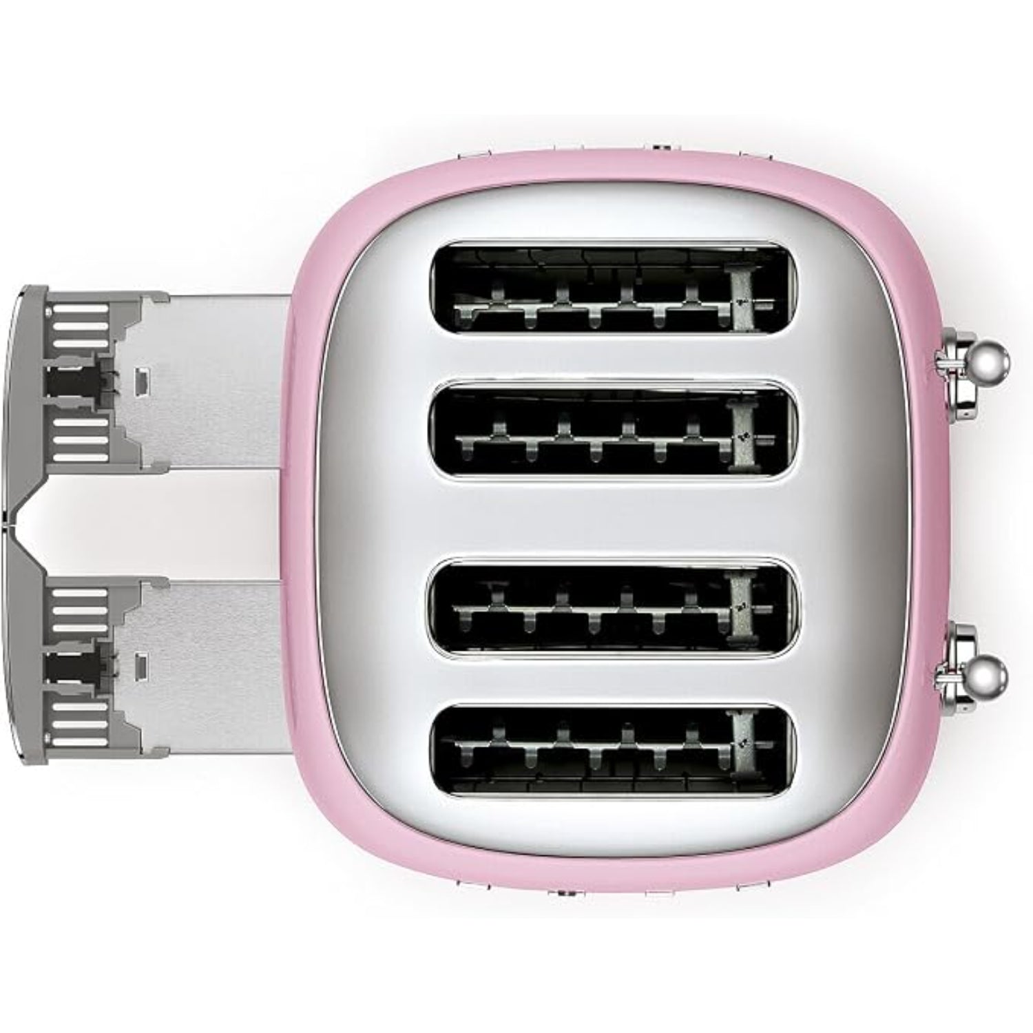 Tostadora rosa frontal, diseño clásico, cocina moderna
