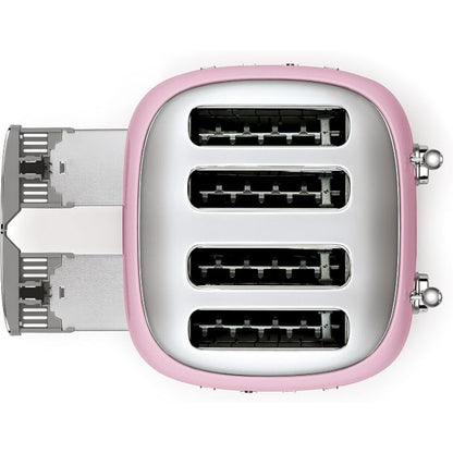 Tostadora rosa frontal, diseño clásico, cocina moderna