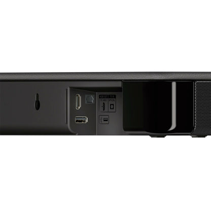 Conexiones traseras de la barra de sonido Bluetooth Sony modelo LL05 con puertos HDMI y USB