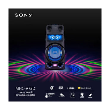 Sistema de audio HiFi Bluetooth Sony MHC-V73D con luces y sonido omnidireccional