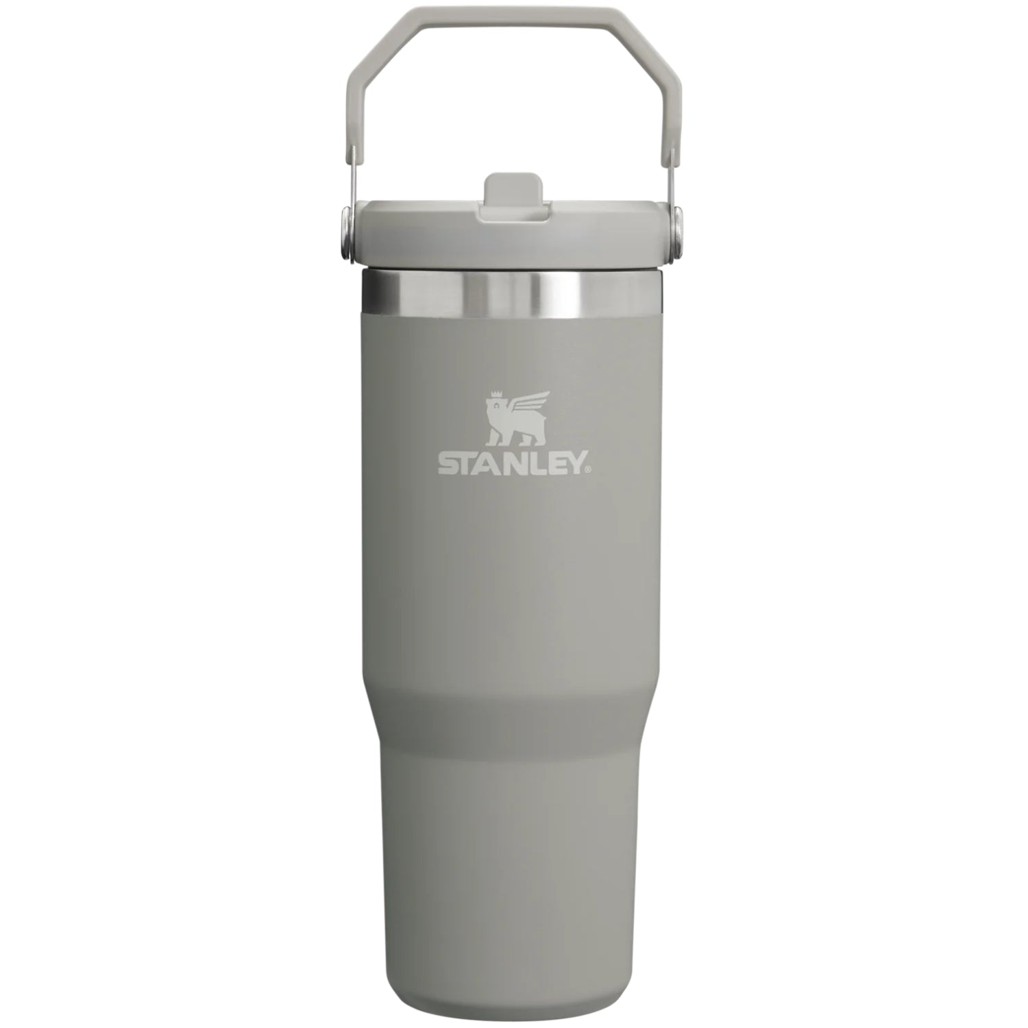 Vaso de acero inoxidable STANLEY con tapa y asa resistente, ideal para bebidas frías y calientes