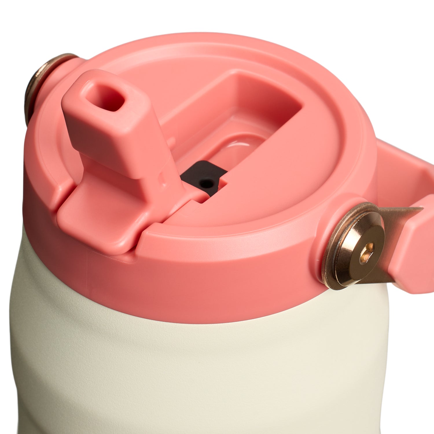 Tapa del termo Stanley 24oz con aislamiento en color rosa, diseñada para una fácil apertura y cierre