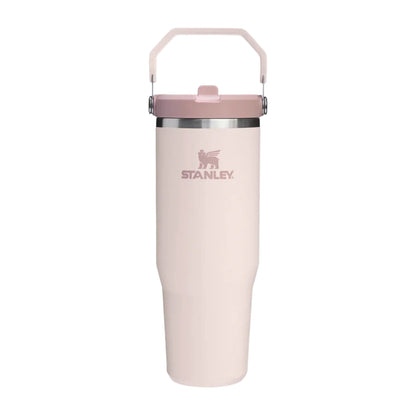Termo Stanley Classic 30oz rosa con diseño elegante y asa para fácil transporte