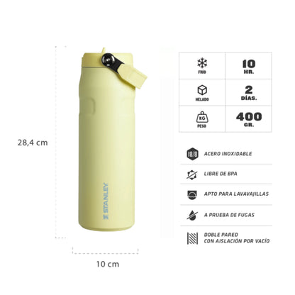Termo Stanley AeroLight FlipStraw 24oz en color amarillo con diseño de acero inoxidable y tapa hermética